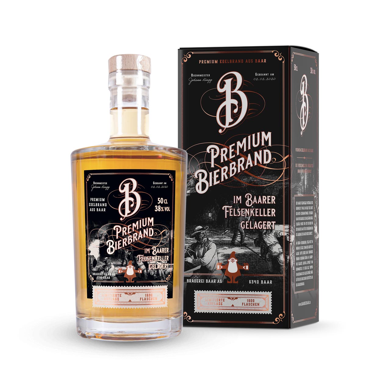 Baarer Premium Bierbrand Braumeister-Tröpfli 38% 50cl 